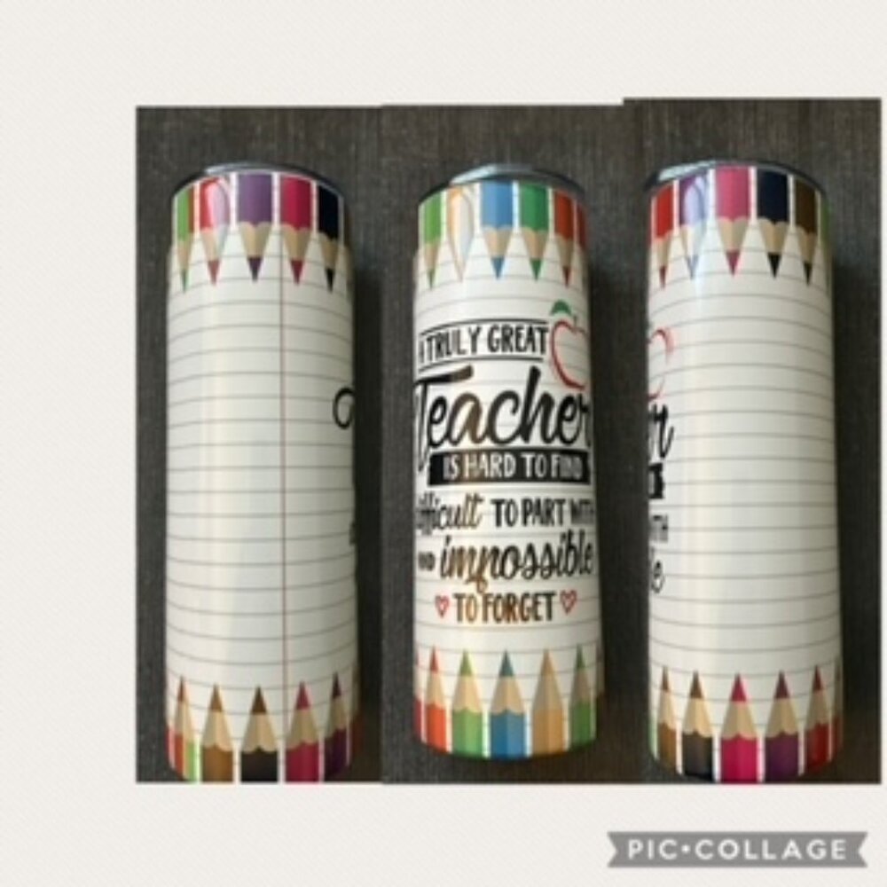 Teacher Colored Pencil 20oz Skinny Tumbler - NWT